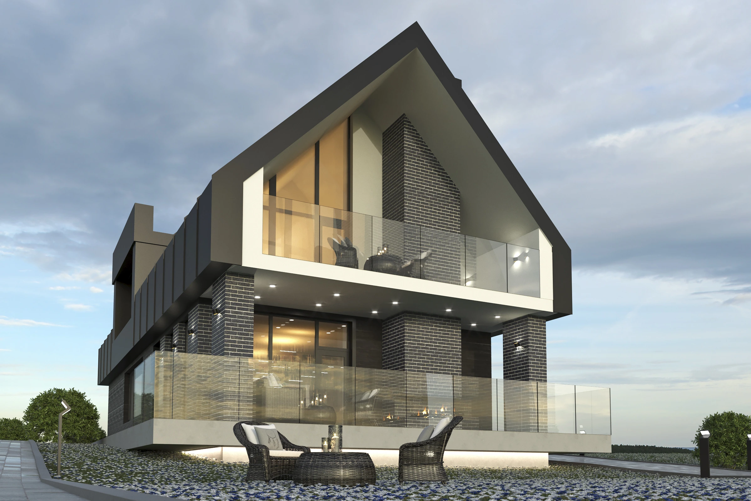 House from the yard · architectural visualization