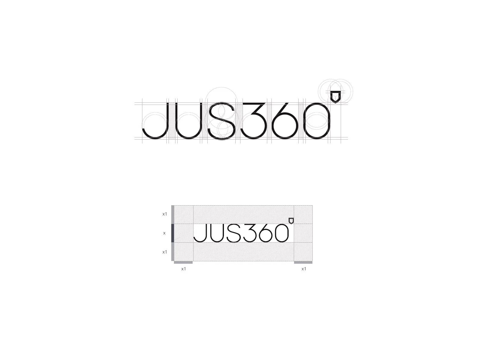 JUS360 logo construction and clear space