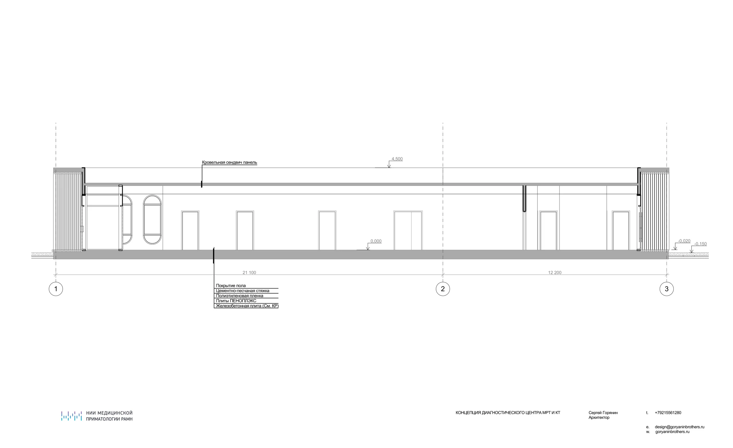 Original longitudinal section of the diagnostic center