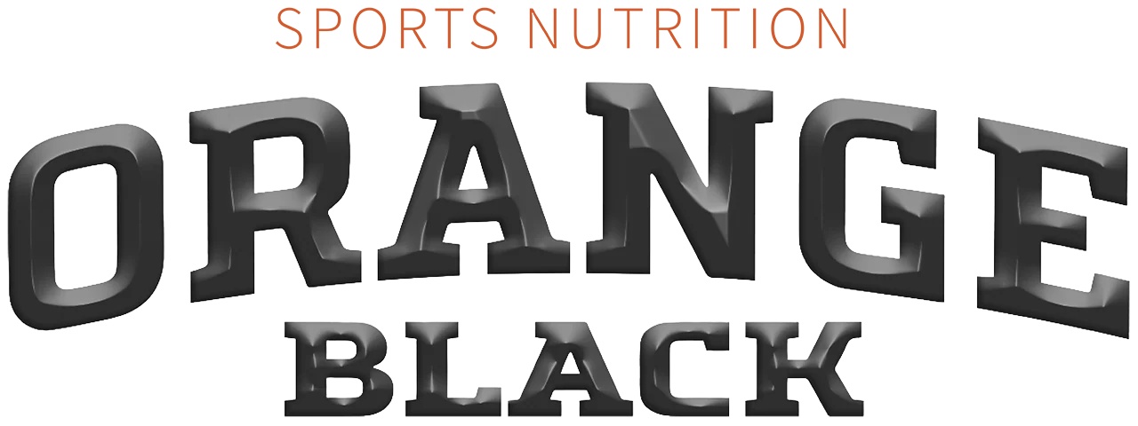Three-dimensional Orange Black logo with Sports Nutrition descriptor