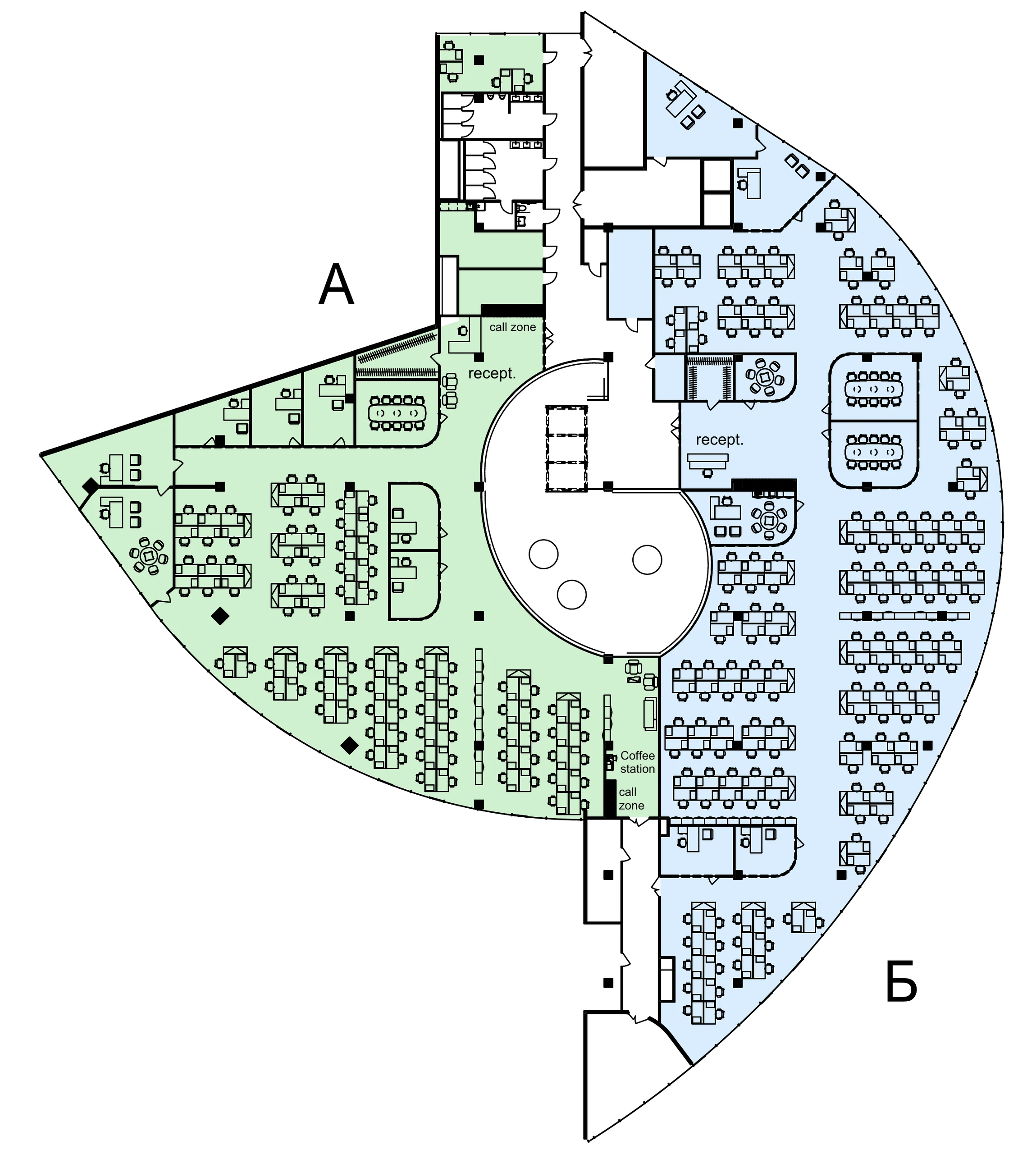 Two independent functional wings A and B