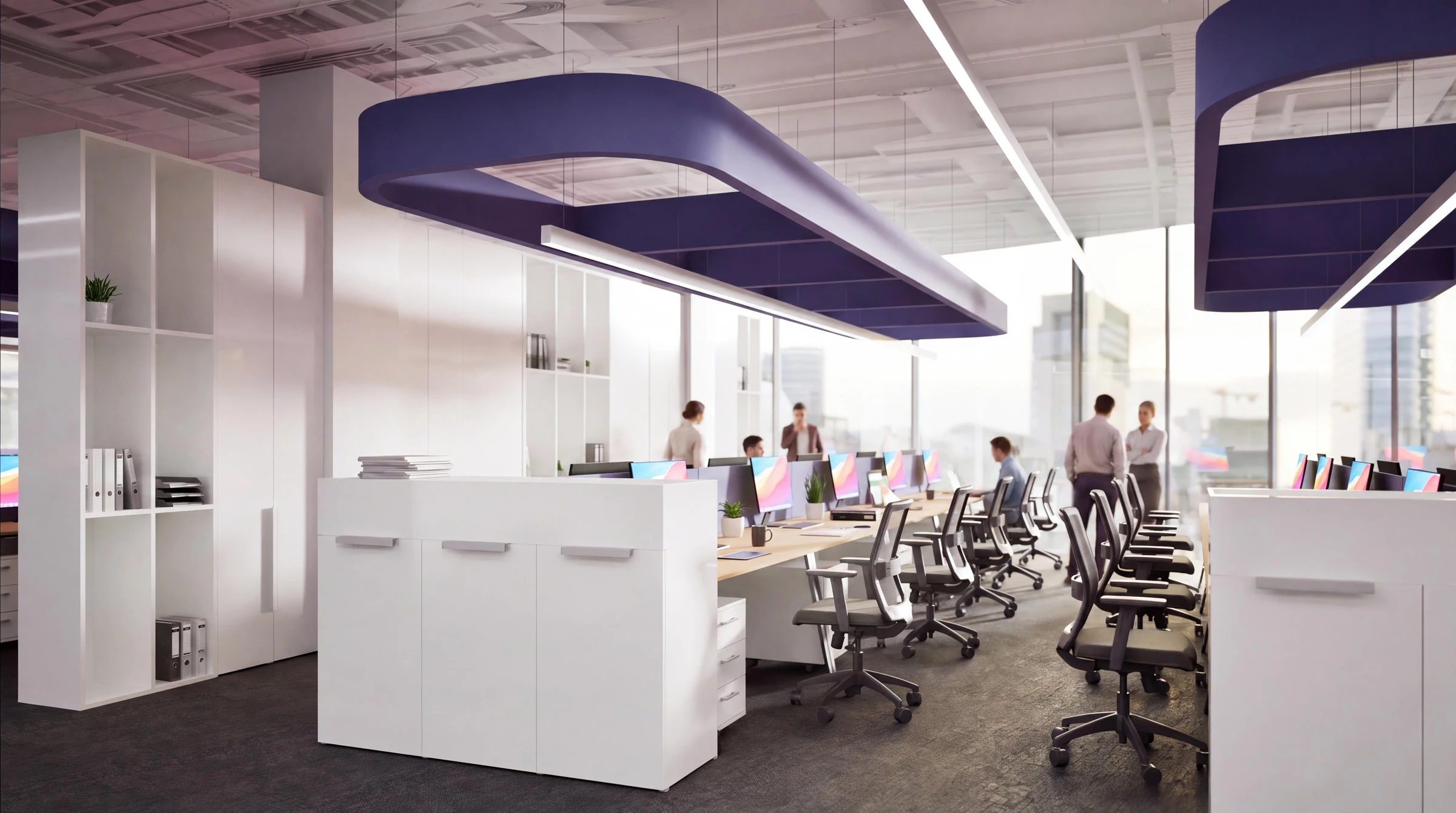 Suspended elements define workgroup boundaries