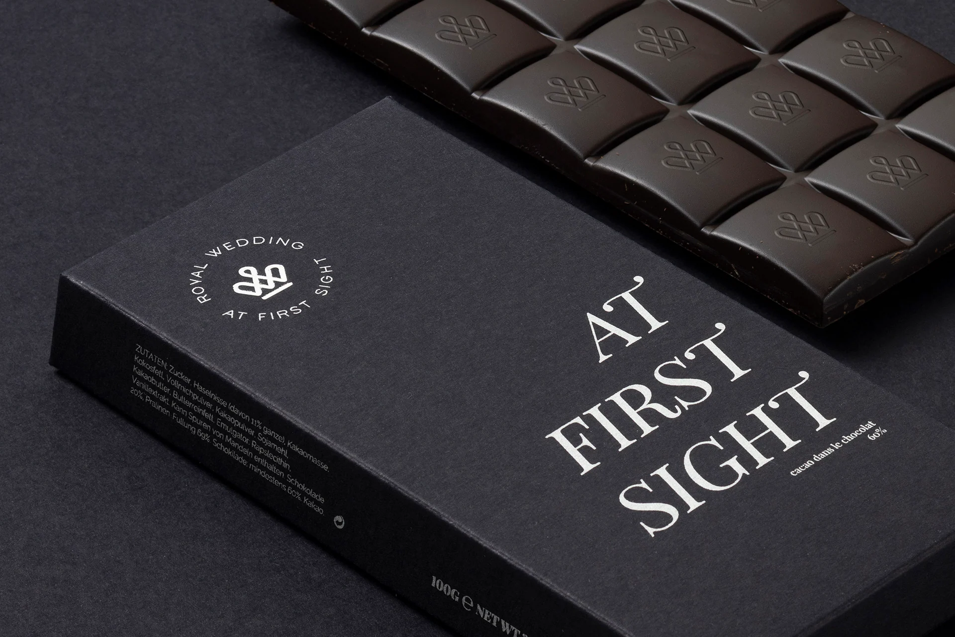 Royal Wedding brand symbol on chocolate gift packaging