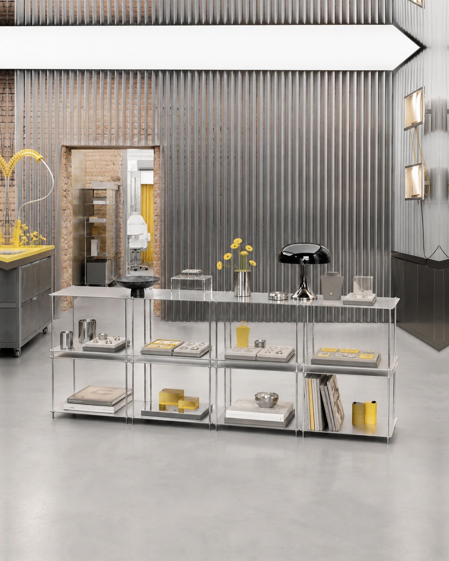 RX8 rendering with jewelry objects in a gallery setting