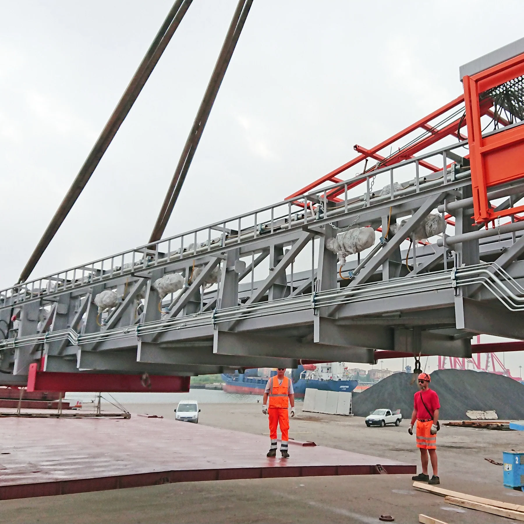 Heavy industrial component during loading operations