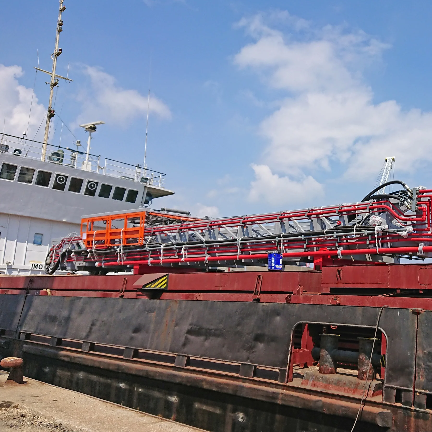 Drilling equipment on a cargo vessel