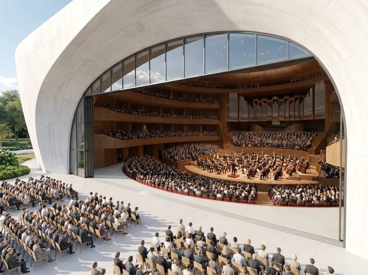 Exterior concept for ORBIT360's main concert hall