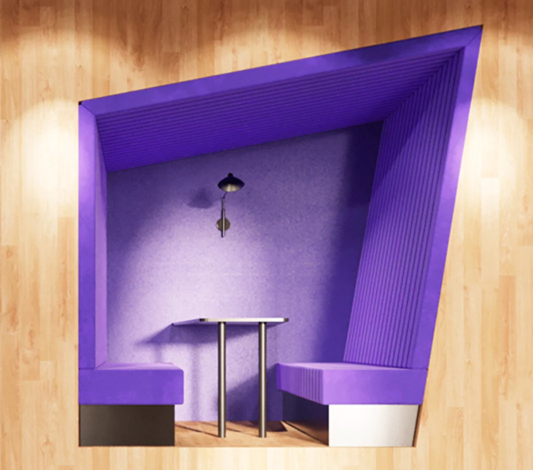 Purple lounge area from &PLACE! SENO coworking