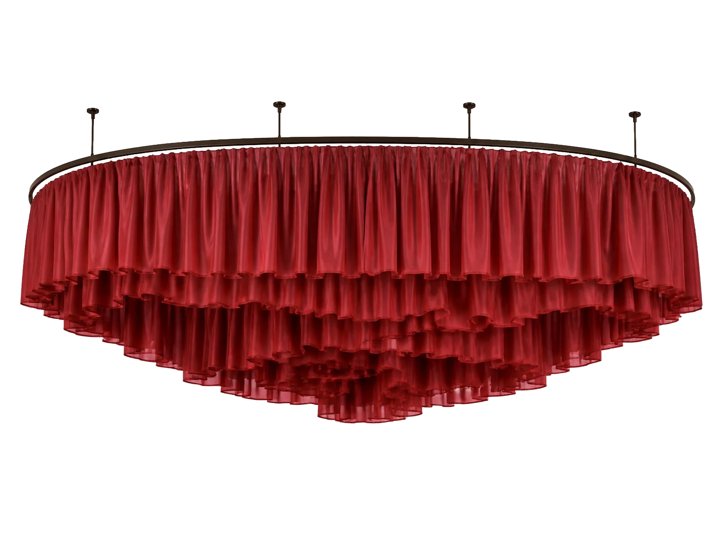Red pleated ceiling canopy from the PODIMIS boutique on a neutral background