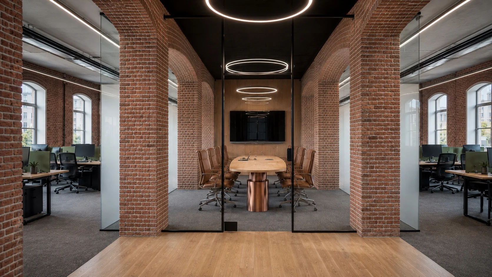 Meeting room in the serviced office interior at the Warsaw Station Freight Office